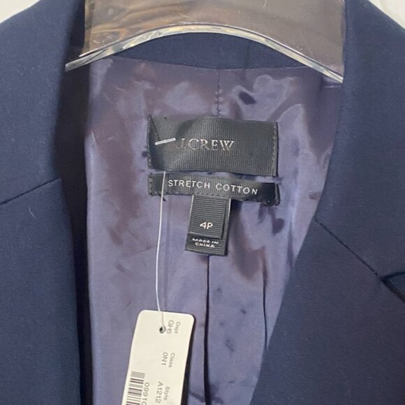 J Crew navy blazer jacket 2 button front NWT 4P lined stretch cotton - Picture 6 of 13